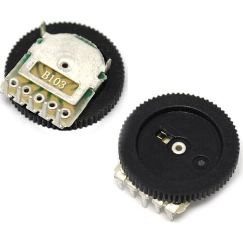 10PCS B103 Volume Wheel Gear Potentiometer B103 10K Ohm 3-Pin Single Linear Dial Wheel Potentiometer Stereo Volume Level Contro