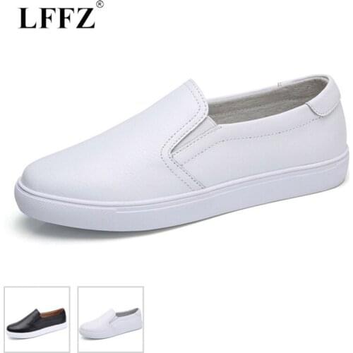 2019 Fashion Black Nurse Loafers Women Shoes Flats Genuine Leather Slip on Shoes for Women Mocasines Mujer Mocassin Femme Female