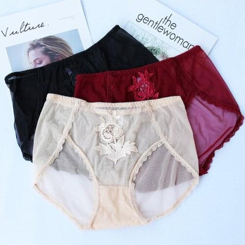 3pcs/Lot High Quality Womens Briefs Perspective Underwear Lady Sexy Lace Underpants Women Panties 3pcs sexy panties for woman