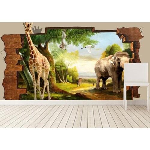 The custom 3D murals, 3D stereo cute cartoon animal world papel de parede,living room sofa TV wall children bedroom wallpaper