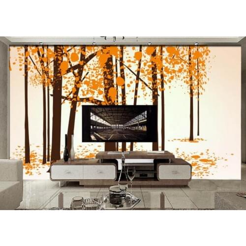 3d wallpaper custom TV setting wall contracted golden autumn trees wallpaper