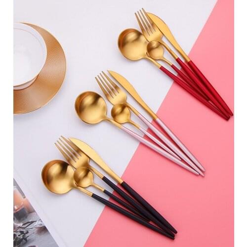 4pcs/set Cutlery Set Stainless Steel Dinnerware Silverware Flatware Set Dinner Knife Fork Spoon