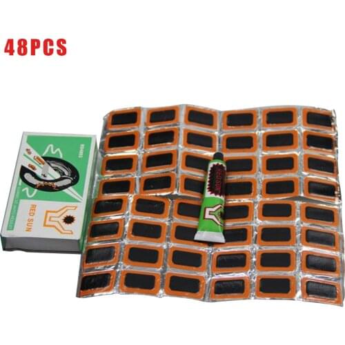 48 Pcs/set Tire Repair Patch Inner Tube Puncture Rubber Patches + Glue Set Bike Tyre Repair Kit