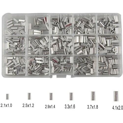 500PCS/Box White Oval Aluminum Fishing Tube Fishing Wire Pipe Crimp Sleeves Connector Fishing Line Accessories Tools