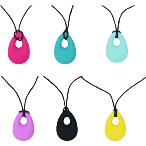6 Pack Chewing Necklace Silicone Teether Pendant Kids Teething Toys for Boys Girls Adults Wholesale