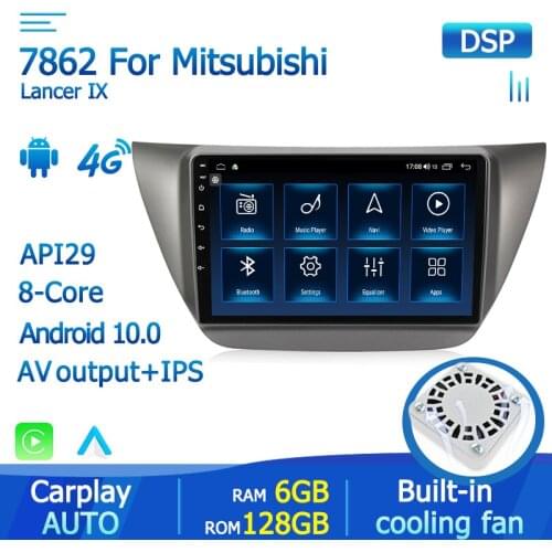 6G+128G 2Din Android 10.0 Car Radio GPS Navigation Player for Mitsubishi Lancer 9 Lancer IX 2006-2010 Car Stereo WiFi DSP Player