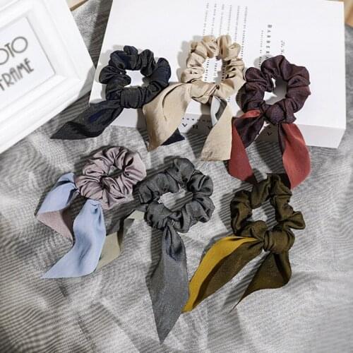 Free shipping Fashion womens Hairbands Two colors bow ribbon hair scrunchies girls Ponytail Holder Ladys ribbon Accessories