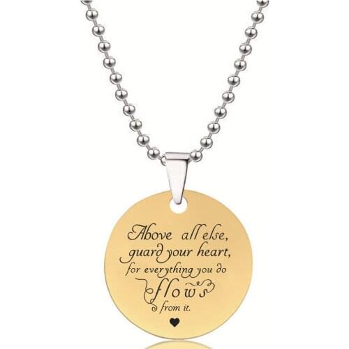 BLINGPAW Stainless Steel Pendant Neckalce Quotes Words Keychain Bag Ornaments Tag Hip Hop Street Accessories Gold Black Silver