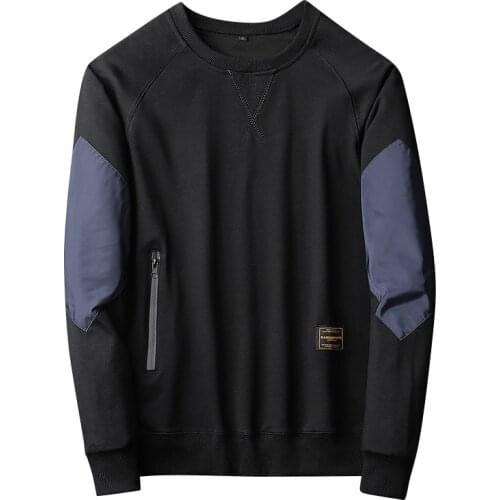 BROWON 2020 Autumn Men Sweatshirt Fashion O-Neck Long Sleeved Patchwork Clothes Men Cotton Loose Oversized Wear Tops Male