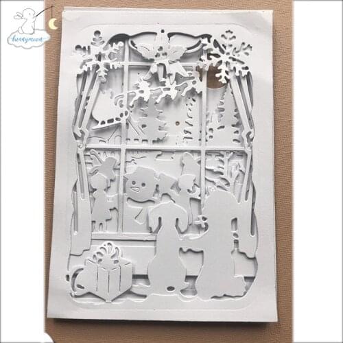 Bunnymoon 6pcs postcard 3D Gift Stitched DIY Scrapbooking Stamps Craft Embossing Die Cut Making Stencil Template