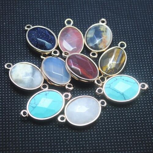 4pcs nature semi precious stone assorted stone connectors or as spacer beads for bracelets oval shape 13x18mm