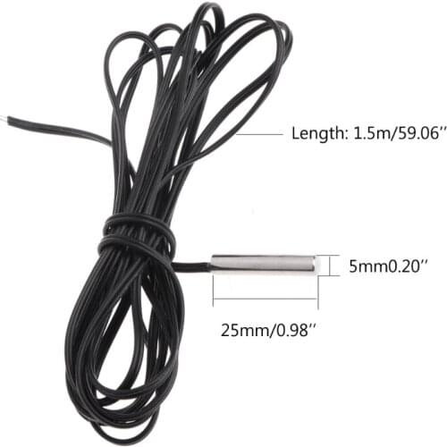 150cm NTC 10K Ohm 1% 3435 Thermistor Temperature Sensor Cylinder Probe 1.5m Wire