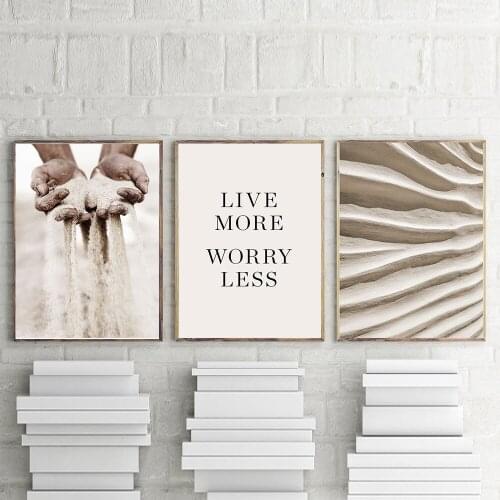 Decoration Minimalist Canvas Motivational Letter Poster Sand Prints Painting Nordic Style Wall Decor Pictures Modern Living Room