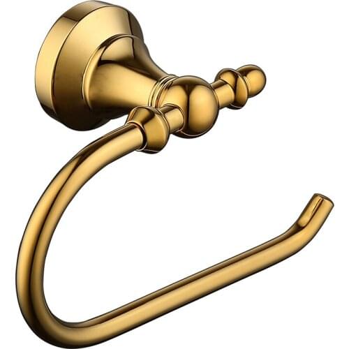 Vidric High Quality 100% Brass Rust Protection Single Post Toilet Paper Holder Wall Mount Bathroom Lavatory Gold Tissue Roller B