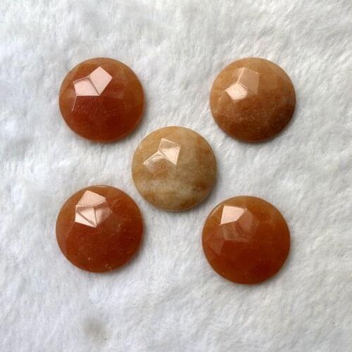 Wholesale 1pcs 100% Natural Red Aventurine 29mm Faceted Round Gem stone Bead Cabochon Ring Face