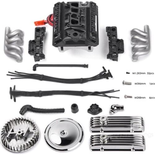 For GRC V8 Simulate Engine Motor F82 for 1/10 TRX4 SCX10 RC4WD D90 RC Crawle Car Accessories With Dual Cooling Fan Radiator Hood