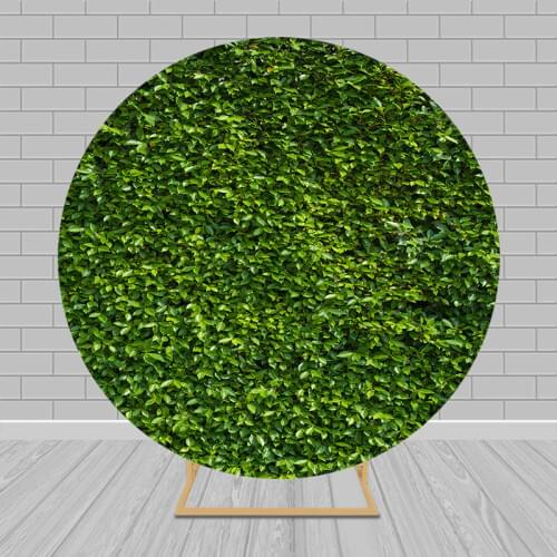 Round circle backdrop cover plants green Leaves wall nature baby shower children photography background Elastic Cover Banner