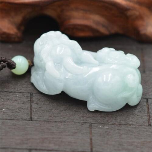 100% Natural Jadeite Jades Pendant 3D Handmade Carved Pi Xiu/Pi Yao Pendants Women Mens Amulet Jades Jewelry