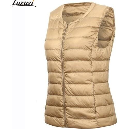 Luzuzi Lightweight Down Vest Women Autumn Winter Warm Liner Plus Size 8XL Down Jacket Vest Ladies Casual Sleeveless Waistcoat