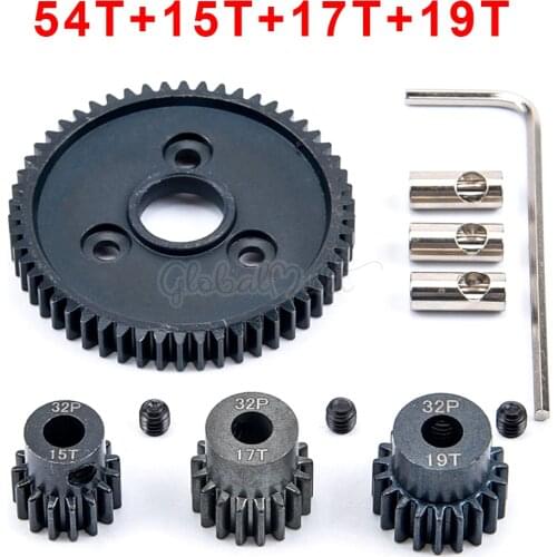 Metal Steel 54T 0.8 32 Pitch 3956 Spur Gear and 15T 17T 19T Pinions Gear Sets for Traxxas Slash 4x4 4WD/2WD VXL Rally VXL Stamp