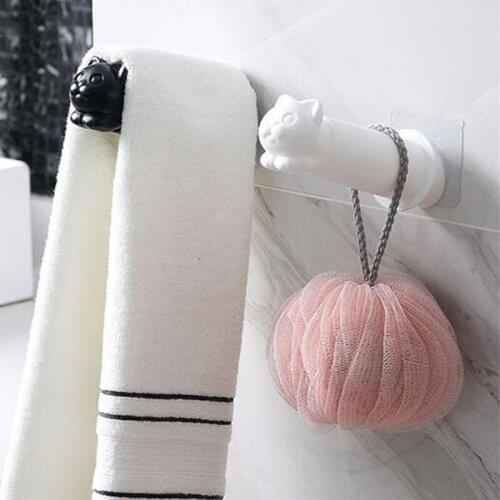 Cute Wall-Mounted Tissue Holder Retractable Toilet Tissue Hanger Storage Rack Cartoon No Trace Bathroom Roll Paper Holder Racks