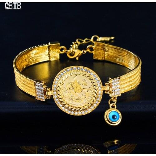 Muslim Islamic Bracelet Ladies Gold Bracelet Jewelry High Quality Romantic Bridal Coin Accessories Bracelet Wedding Turkey Gift