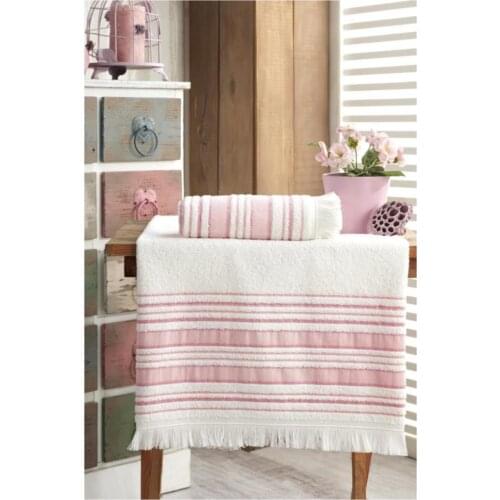 Bathroom Towel Set 70x140 - 50x90 2pcs %100 Cotton Powder and Blue Color Bath Face Made İn Turkey