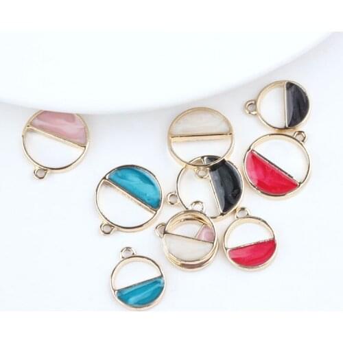 New 50PCs Hollow Out Half Round Enamel Alloy DIY Jewelry Findings Ornament Accessories Girls Earring Necklace Bracelet Charms