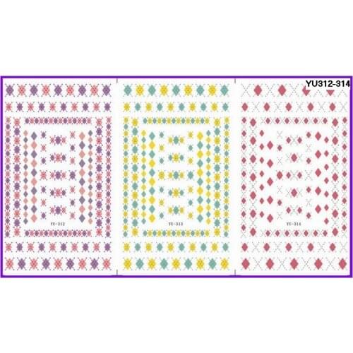 3 PACK/ LOT WATER TRANSFER DECAL NAIL ART NAIL STICKER MOSAIC DIAMOND BRICK YU312-314