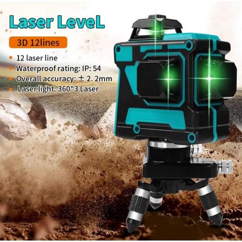 3D 12-Wire Vertical Infrared Laser Level Meter Horizontal Self-Leveling Professional Laser Level Instrument