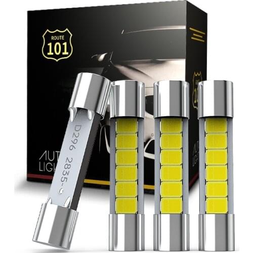 Route101 4pcs 28mm 29mm Festoon LED Bulb White 12V C5W 6614F 6612F Fuse Car Interior Sun Visor Vanity Mirror Dome Light Lamp