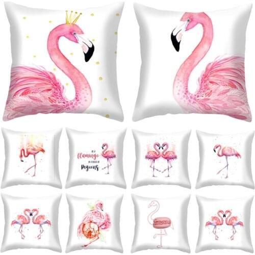 Pink Flamingo Pillow Cushion Decorative Cushion Cover Romantic Lover Flamingo Pillow Covers for Sofa Bed Living Room Decorative