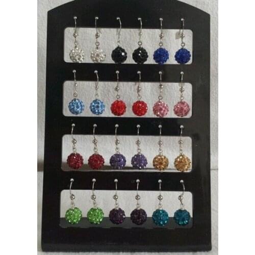 Lowest price mixed 10mm Crystal Beads Silver Plated drop Earrings Mix lot Top Quality n452