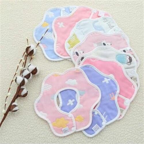 SBB 2pcs Six layers Cotton towel Flower Shape 360 Degrees Baby Bib Soft Comfortable Lovely Bib Infant Newborn Baby Saliva Towel