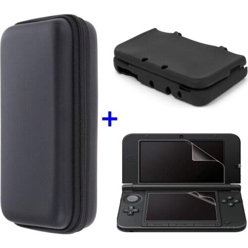 Silicone case+Clear Film Screen Protector+ EVA Hard Travel Carry Case Pouch Storage bag for nintend NEW 3DS XL LL 3DSLL 3DSXL