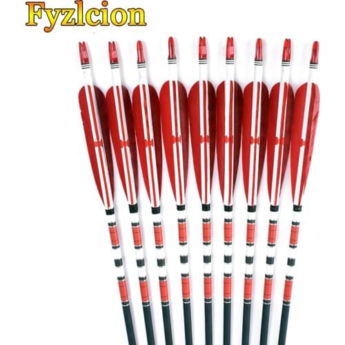 6/12/24pcs Hunting Archery Crossbow Mix Carbon Arrows Bolts Turkey feather for 20-50lbs Longbow Recurve Bow