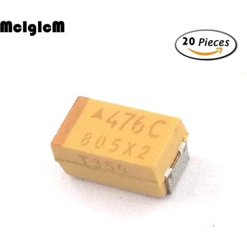 MCIGICM 20pcs C 6032 47uF 16V SMD tantalum capacitor