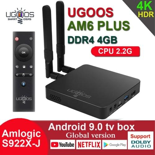 UGOOS AM6 PLUS Smart TV Box Android 9.0 Amlogic S922X-J 2.2GHz 4GB 32GB WiFi Bluetooth 4K Dolby Audio Set Top Box Media Player