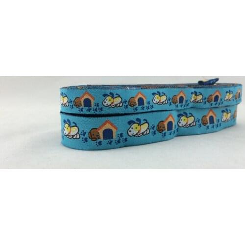 Wholesale 5/8"+7/8"(16mm+22mm 20y/lots) Polyester blue dachshund Woven Jacquard Ribbon For Dog Collar