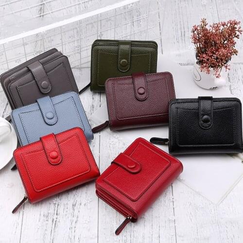 2021 Women Wallets New Luxury Brand Red Black Small Mini Coin Purse Hasp Card Holder Lady Wallet Zipper Female Leather Buckle