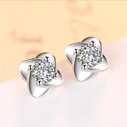 Everoyal Charm Female Crystal Clover Stud Earrings For Women Accessories Top Quality Silver Plated Earrings Girls Jewelry