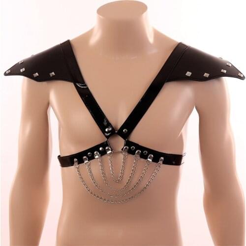 PU Leather Hollow Bra Women Harness Belt Lingerie Sexy Panties Metal Chain Garter Punk Club Carnivals Rave Bondage Top Bustier