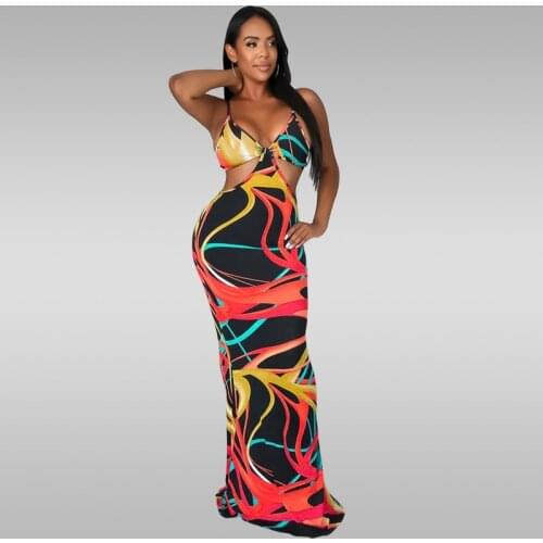 Summer Clothing Sleeveless Vest Sling Print Sexy Dress Birthday Party Maxi Dresses for Women Club Outfits Goth Streetwear Y2k