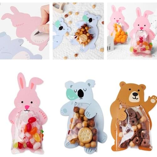 10pcs Animal Baby Shower Birthday Party Gift Boxes Candy Dragee Bags Cookie Bags Bear Candy Box Greeting Cards Popular Rabbit