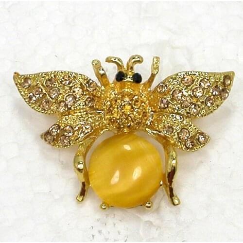 12pcs/lot Wholesale Fashion Brooch Rhinestone Faux opal Bumblebee Bee Brooches C101503