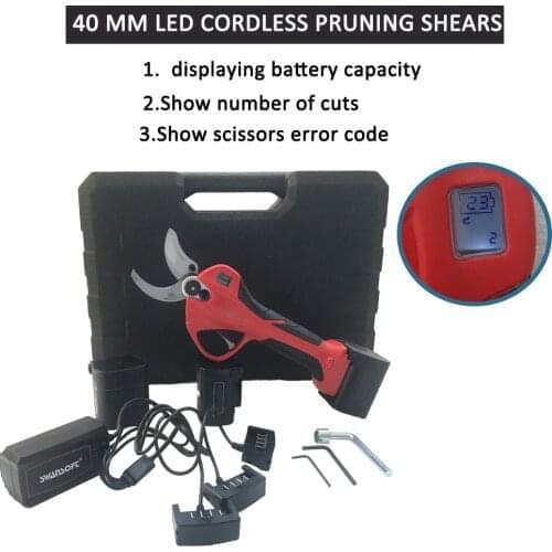 25V 40MM LED Rechargeable Electric Pruning Scissors Garden Pruner Secateur Branch Cutter Cutting Tool 3x Battery