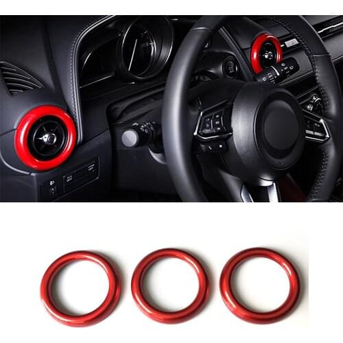 ABS Central console Air Conditioning Outlet Ring Air Outlet Cover Trim For 2015 - 2018 Mazda 2 Demio DL Sedan DJ Hatchback 3 pcs