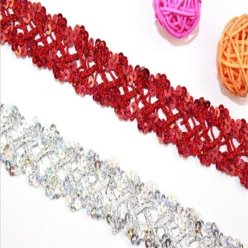 3 yards DIY material clothing accessories stage accessories sequins red and silver lace multicolor ribbon lace