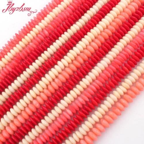 4x7mm Smooth Rondelle Coral Beads Natural Stone Beads For DIY Necklace Bracelets Earring Jewelry Making Loose 15" Free Shipping