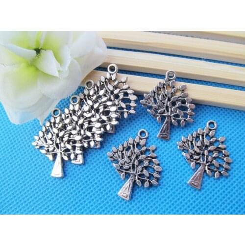 50pcs Cute Cabinet Antique Silver tone Filigree Tree Pendant Charm/Finding,for Bracelet & Necklace,DIY Accessory Jewlly Making
